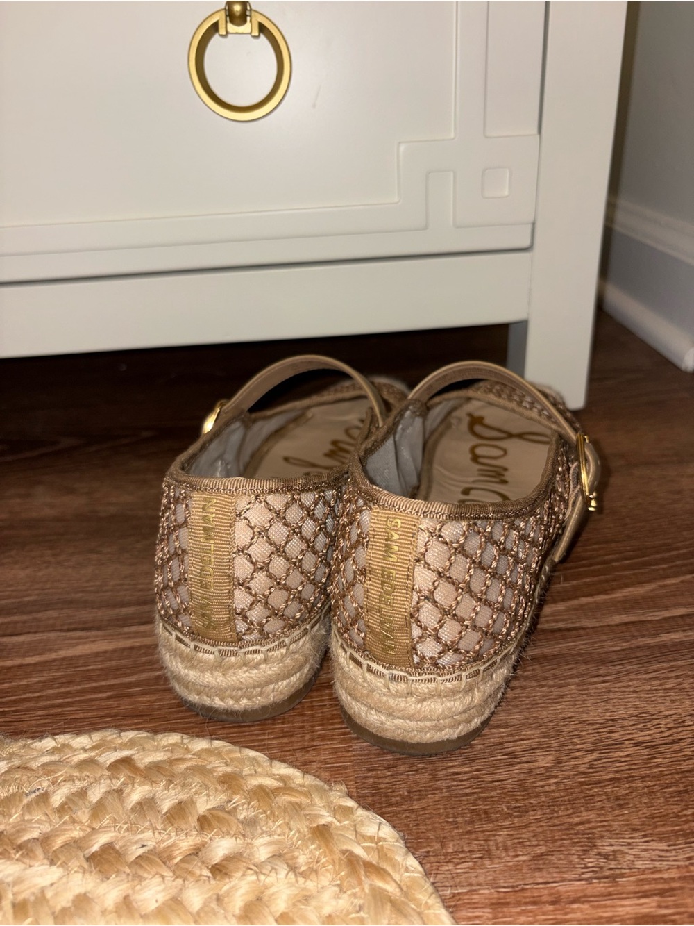 Sam Edelman Beige Woven Espadrille Flats with Gold Buckle - Picture 4 of 6